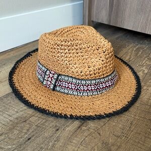 Echo Design Embroidered Paper Straw Panama Hat Vacation Outdoor